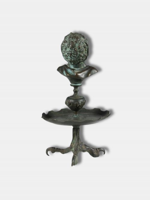 C 1820 BRONZE EAGLE'S CLAW OIL LAMP WITH BUST OF A SATYR ITALIAN - ADDITIONAL PHOTO 2