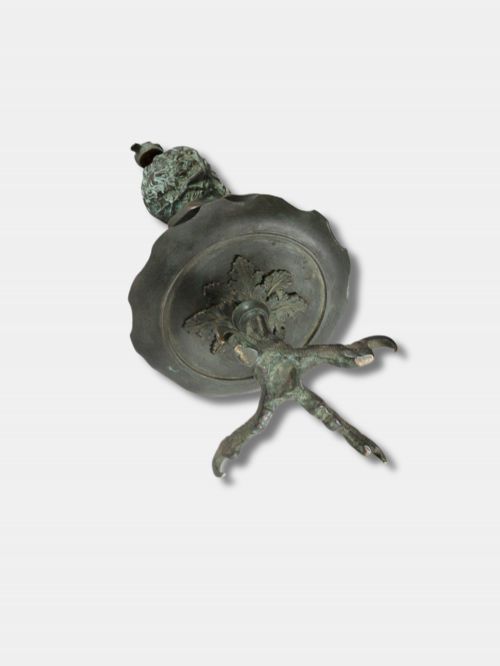 C 1820 BRONZE EAGLE'S CLAW OIL LAMP WITH BUST OF A SATYR ITALIAN - ADDITIONAL PHOTO 3
