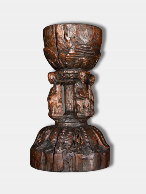 CIRCA 1550 RARE AND IMPORTANT CARVED OAK CHALICE ITALIAN - ADDITIONAL PHOTO 1