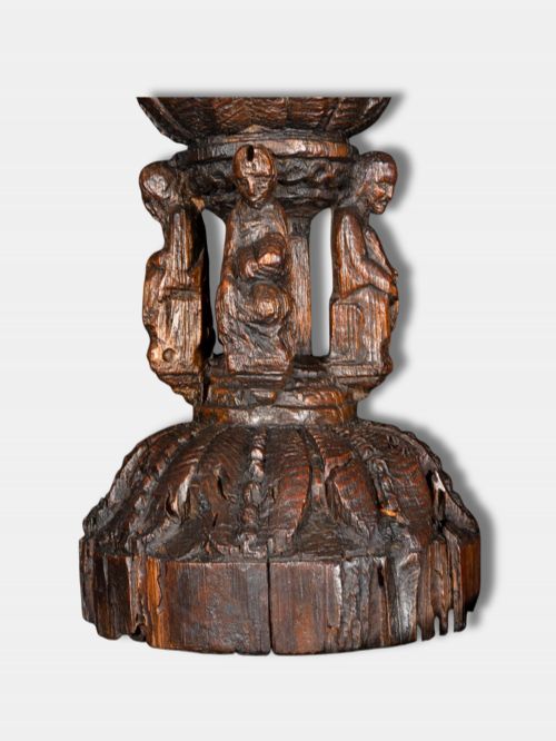CIRCA 1550 RARE AND IMPORTANT CARVED OAK CHALICE ITALIAN - ADDITIONAL PHOTO 3