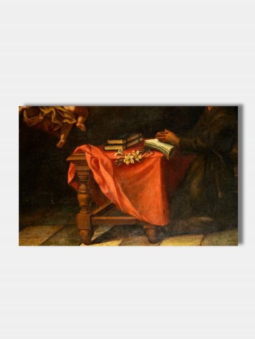 C 1750 MONUMENTAL OIL ON CANVAS VISION OF SAINT ANTHONY OF PADUA SPANISH - ADDITIONAL PHOTO 2