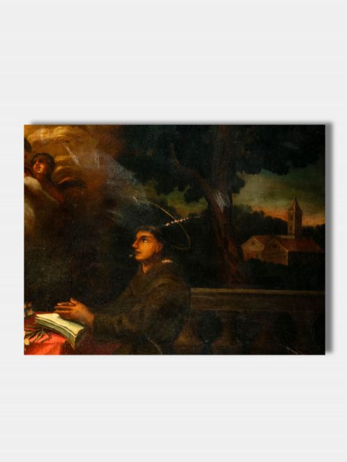 C 1750 MONUMENTAL OIL ON CANVAS VISION OF SAINT ANTHONY OF PADUA SPANISH - ADDITIONAL PHOTO 3