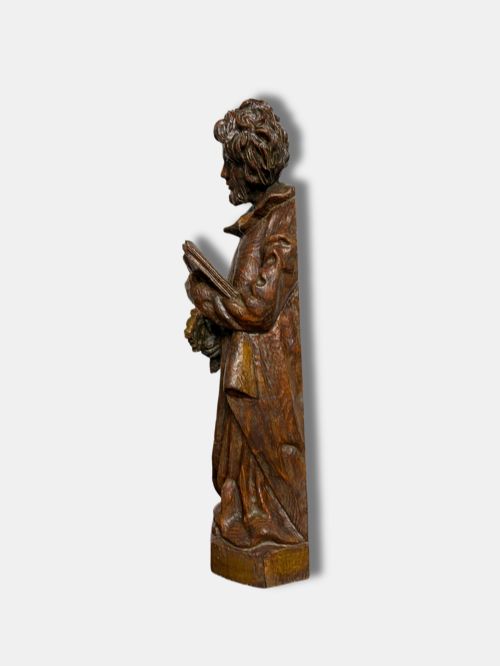 18TH C WOOD CARVED STATUE OF SAINT PETER THE APOSTLE FRENCH - ADDITIONAL PHOTO 1