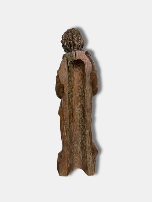 18TH C WOOD CARVED STATUE OF SAINT PETER THE APOSTLE FRENCH - ADDITIONAL PHOTO 3
