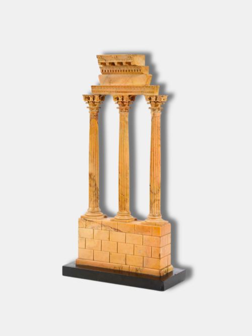 C. 1840, Giallo Antico, Grand Tour Model, Temple of Castor & Pollux (Italian)