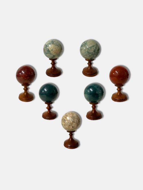 C. 1880, Grand Tour, Natural Stone Spheres (X 7) on Florentine Stands (Italian)