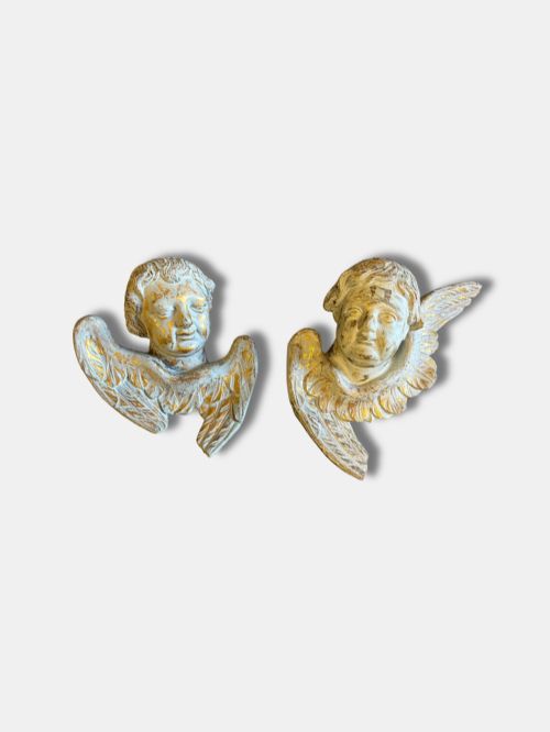 C. 1880, Pair of Carved, Gilded Putti / Cherub Wall Sconces (French)