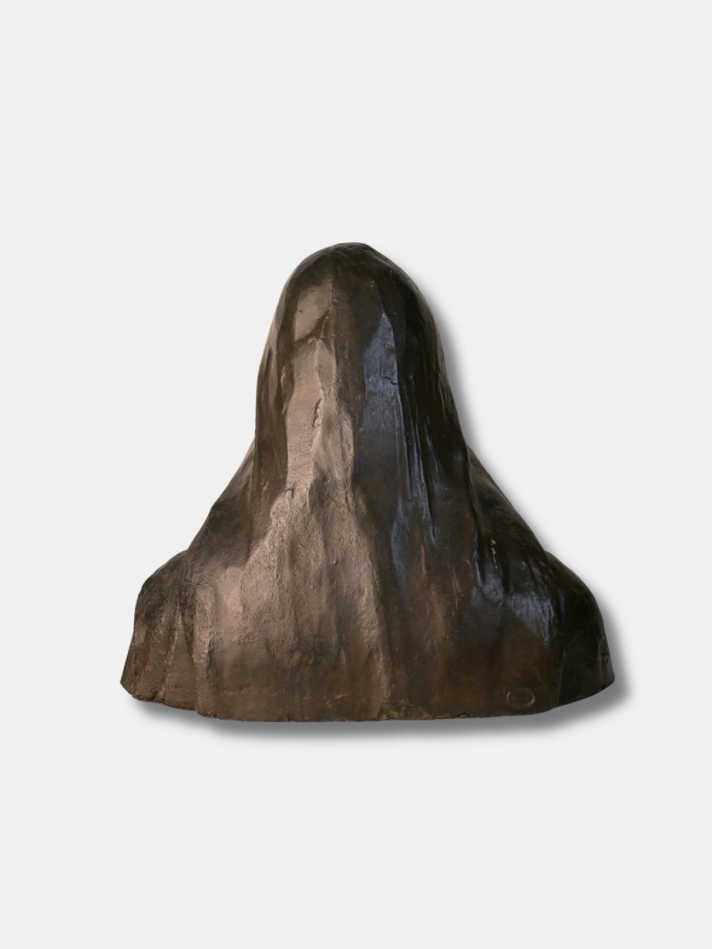 A late 19th-century dark patinated bronze bust depicting a medieval woman wearing a hooded headdress. View III