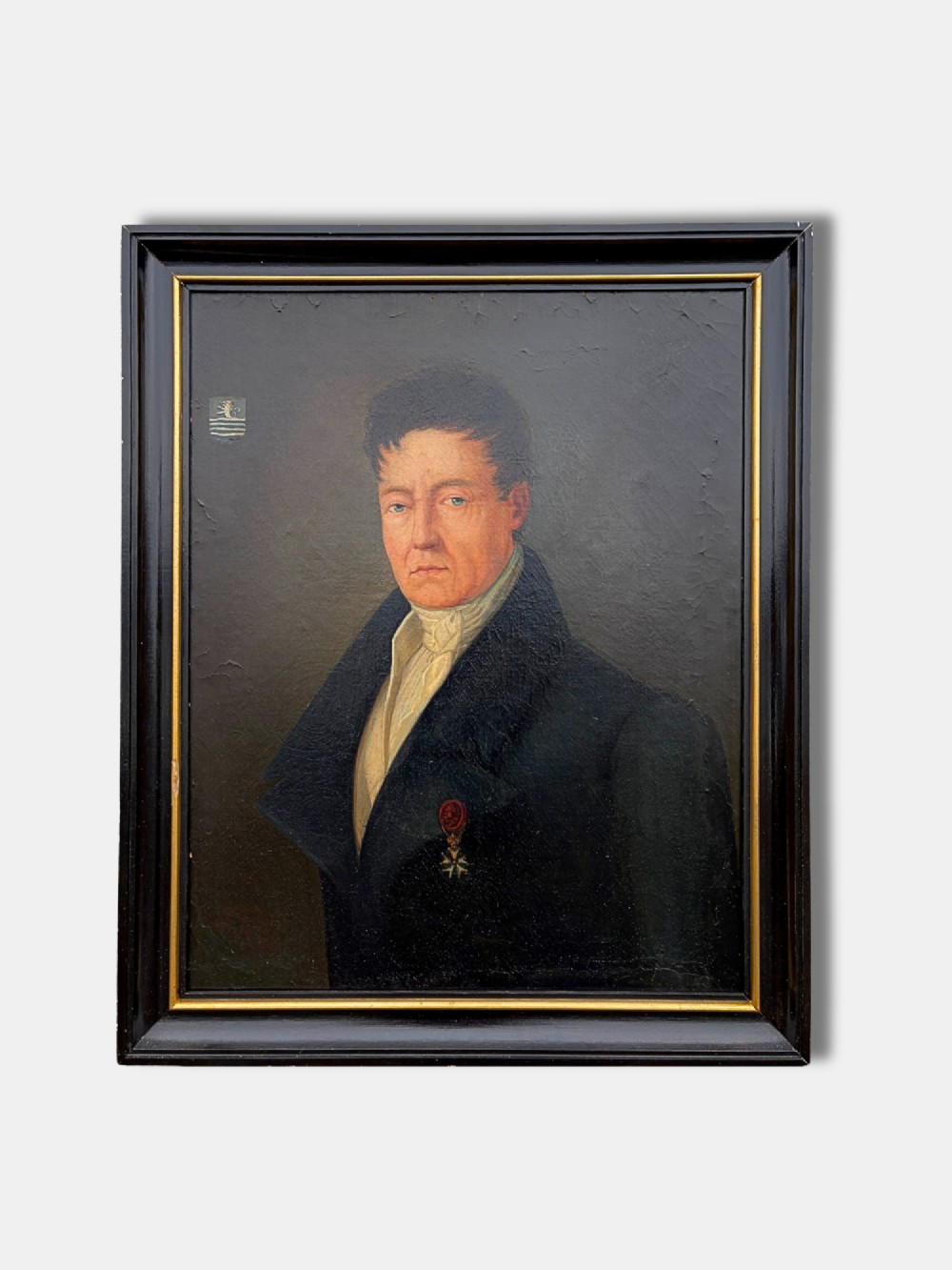 19th C, Oil on Canvas, Nobleman w/ Legion of Honour Medal (French)