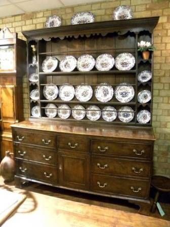 Antique Oak Dresser with Plate Rack