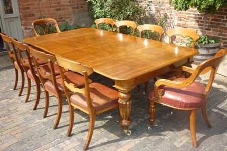 Antique Victorian Extending Dining Table & 10 Chairs