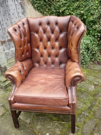 Antique Leather  Wing Armchair