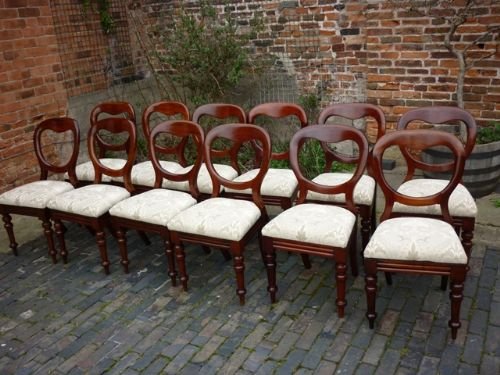 Antique Victorian Dining Chairs Set 12