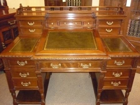 Antique Victorian Pedestal Writing Desk