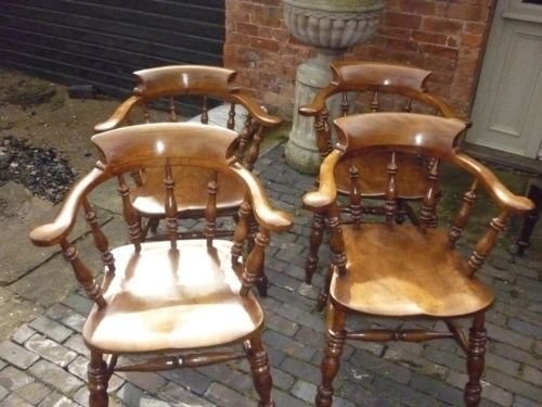 Antique Victorian Smokers Bow Armchairs