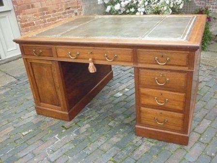 Antique Victorian Partners Desk Mahogany