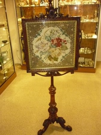 Antique Victorian Pole Screen