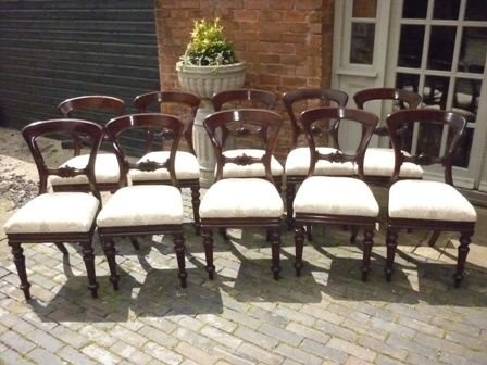 Antique Victorian Dining Chairs Set 10