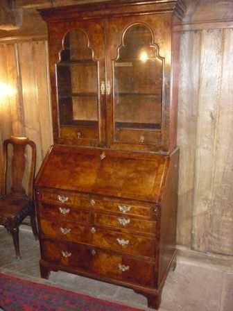 Antique Georgian Walnut Bureau Bookcase
