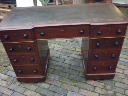 Antique Victorian Pedestal Writing Desk