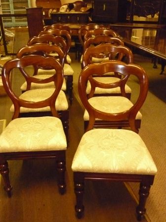 Antique Victorian Mahogany Dining Chairs Set 10