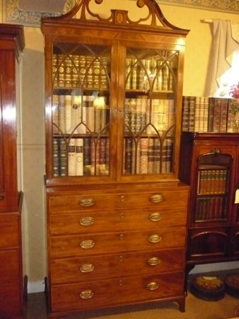 Antique Georgian Mahogany Secretaire Bookcase