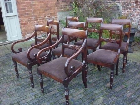 Antique Georgian Mahogany Dining Chairs Set 8