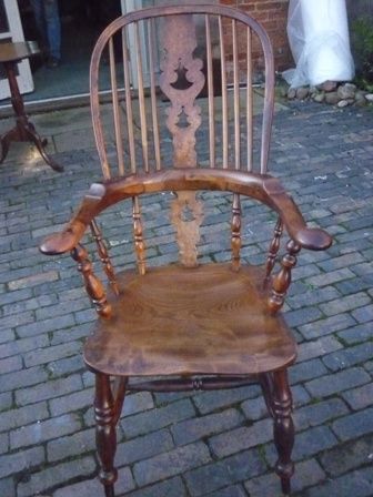 Antique Victorian Yew Wood Windsor Chair