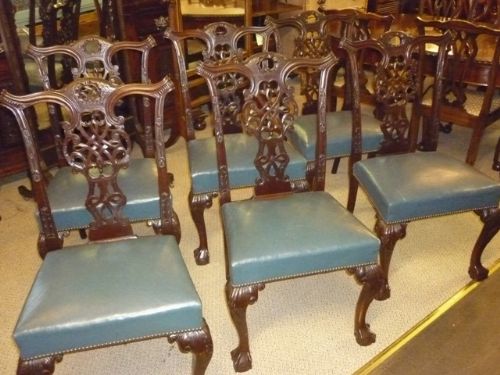 Antique Victorian Mahogany Dining Chairs Set 6