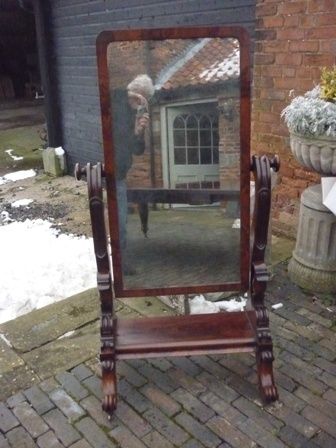 Antique Victorian Mahogany Cheval Mirror