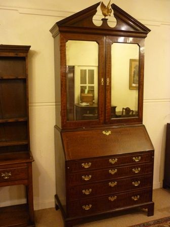 Rare Antique Georgian Mahogany Bureau Bookcase