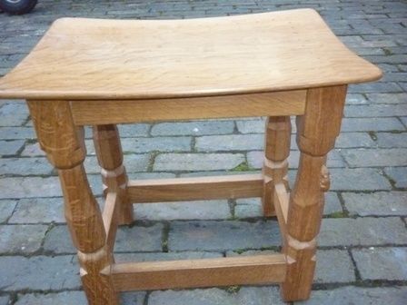 Mouseman Oak Stool Arts and Crafts