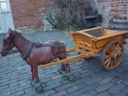 Antique Childs Wooden Horse and Cart