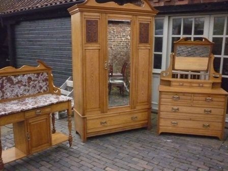 Antique Victorian Ash Bedroom Suite 3 Pieces