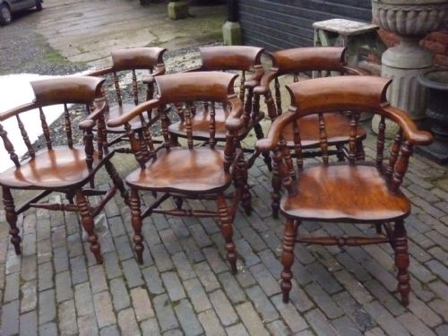 Antique Victorian Captains Chairs/smokers Bows Set 6
