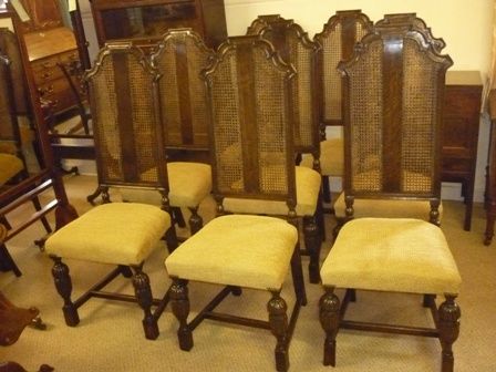Antique Victorian Oak Dining Chairs Set 8