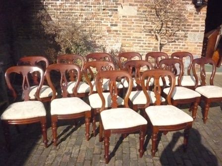 Antique Victorian Balloon Back Chairs Set 14
