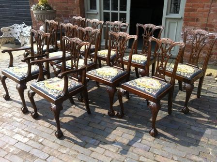 Set of 12 Antique Mahogany Dining Chairs