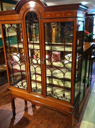 Antique Victorian Inlayed Display Cabinet