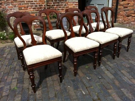 Antique Victorian Mahogany Balloon Back Dining Chairs