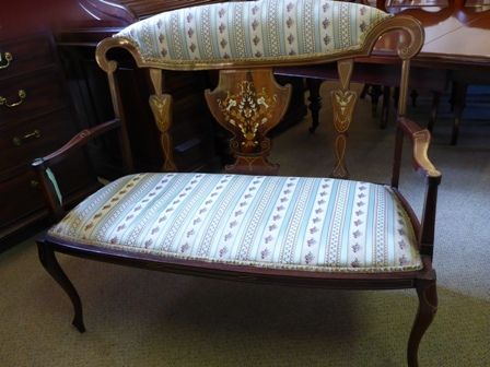 Antique Victorian Inlaid Settee