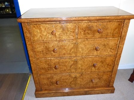 Antique Victorian Burr Walnut Chest of Drawers