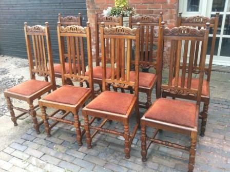 Antique George V Dining Chaira Set 8 in Oak