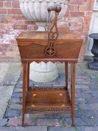 Antique Victorian Rosewood Ladies Sewing Table