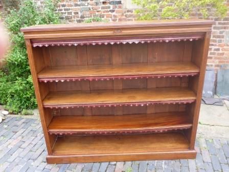 Antique Victorian Open Bookcase in Oak