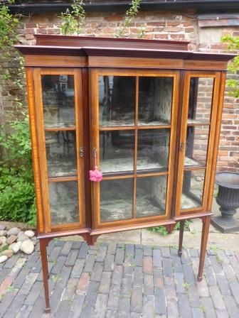 Antique Victorian Inlaid Display Cabinet