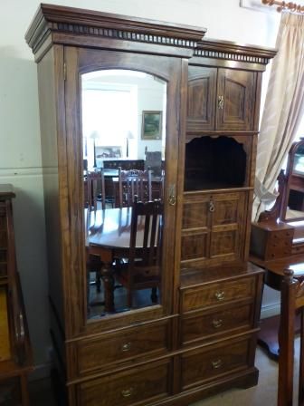 Antique Victorian Rosewood Wardrobe with Secretair
