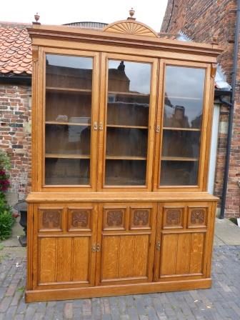 Antique Victorian Library Bookcase in Oak