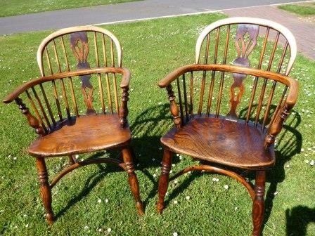 Antique Victorian Windsor Chairs Pair F Walker