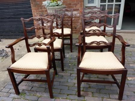 Antique Mahogany Dining Chairs Set 6